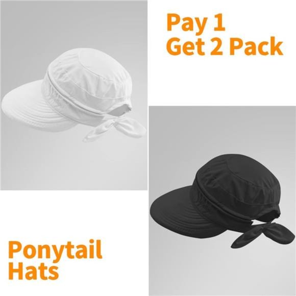 Womens Sun Visor Hat Wide Brim, 2 in 1 Zip-Off Sun UV Protection Foldable
